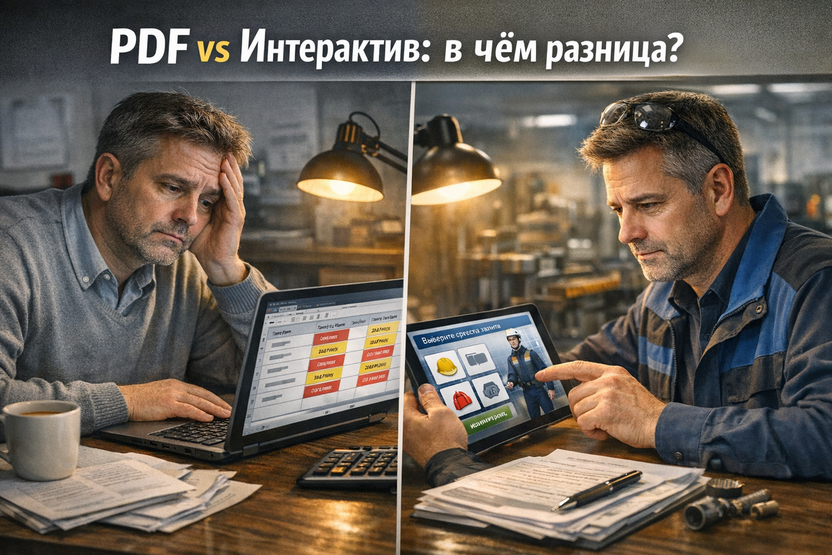 Пролистайте 40 слайдов, распишитесь и идите работать». Все понимают, что это не обучение. Но продолжают использовать PDF, потому что «быстрее и привычно». Разбираем, почему интерактив работает лучше и как это внедрить без больших затрат.