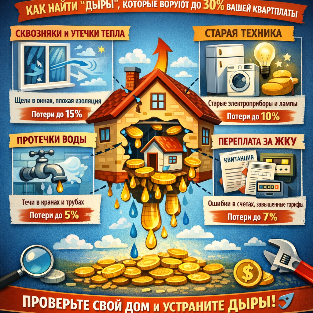 Ваш дом съедает ваши деньги. Как найти 'дыры', которые воруют до 30% вашей квартплаты.