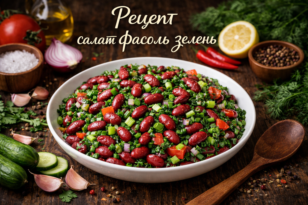 Салат из красной фасоли с зеленью 