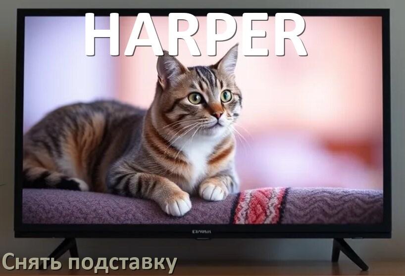 
Как у телевизора HARPER снять подставку