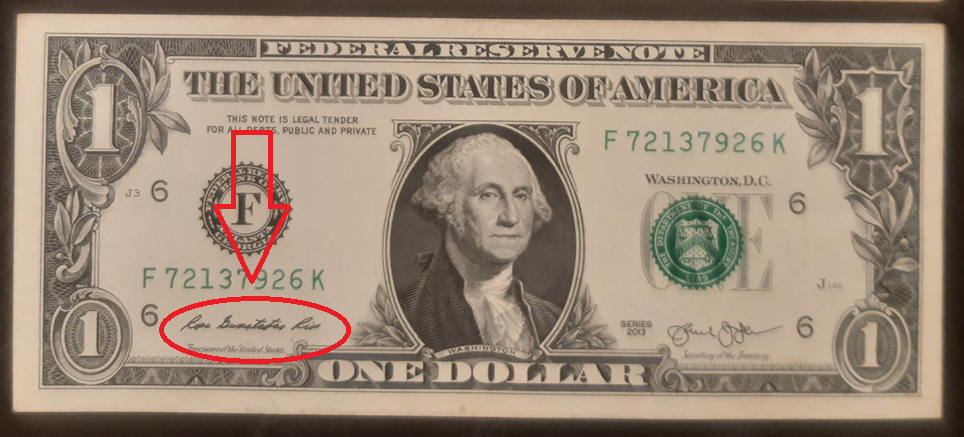 1 доллар США выпуска 2003 г. фото из личного архива.