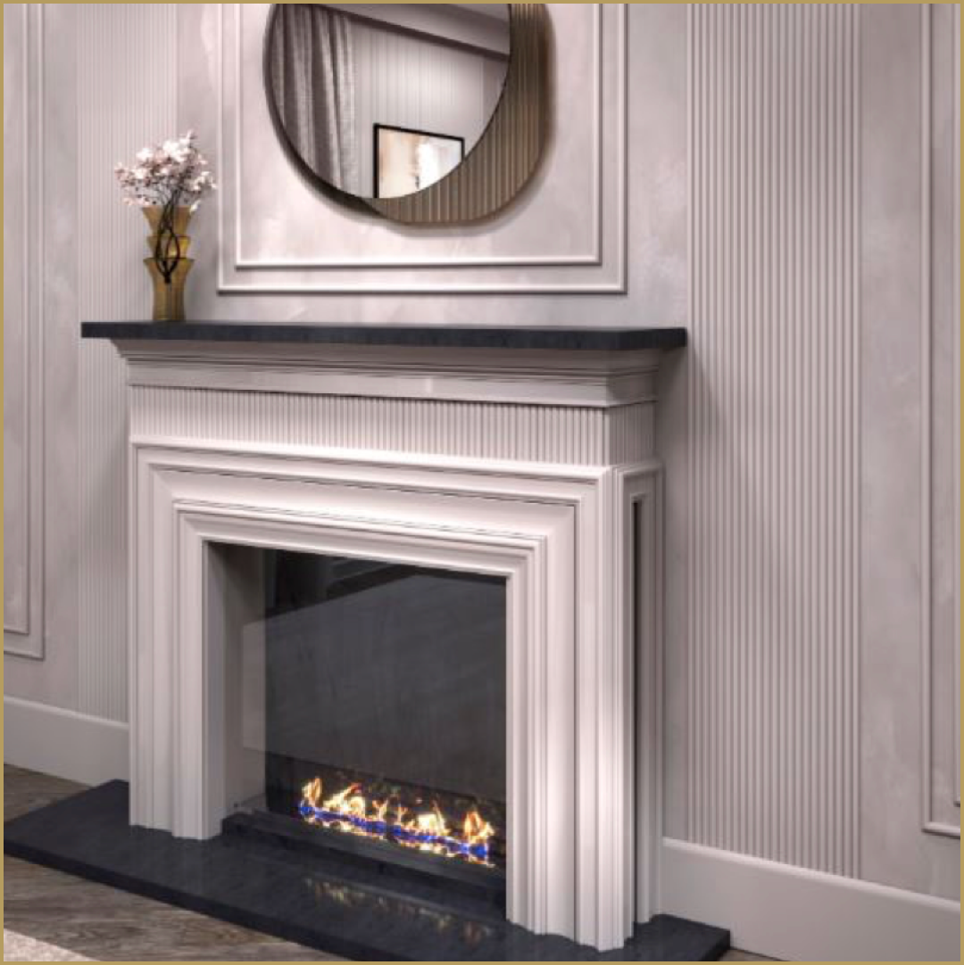 Декор на стене и камине: молдинги, панели и плинтус Decomaster