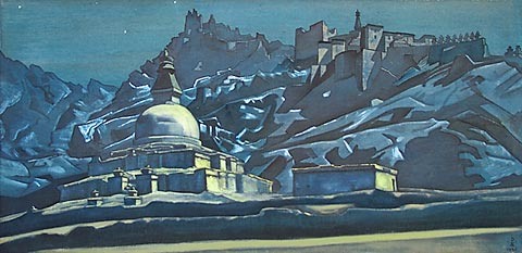 Н.К. Рерих. Перекресток путей Будды и Христа  (Ступа в Ше). 1925 г.