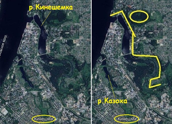 Устье реки Кинешемка, город Кинешма.