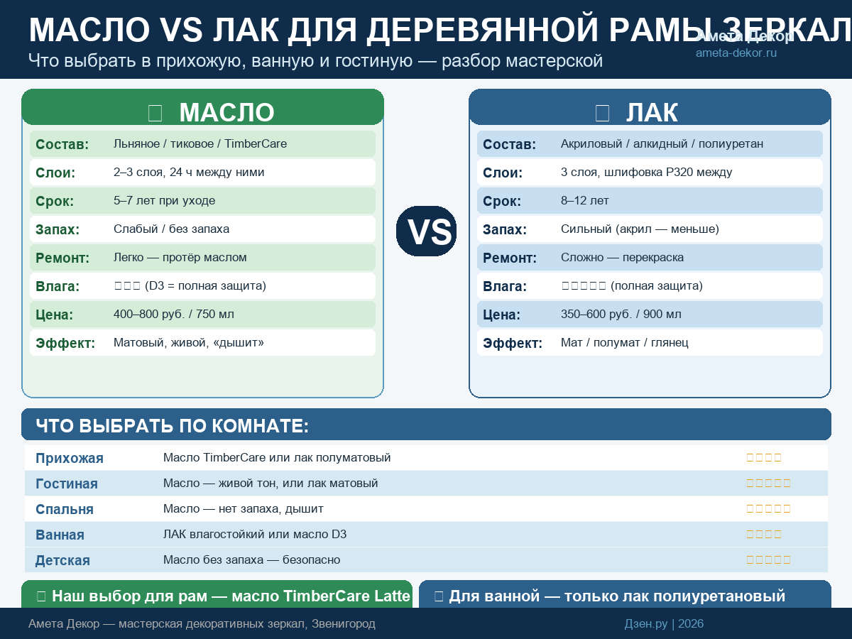 Лак или масло для разных помещений в доме