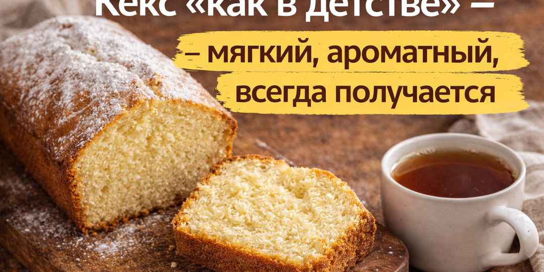 Кекс «как в детстве» — мягкий, ароматный, всегда получается