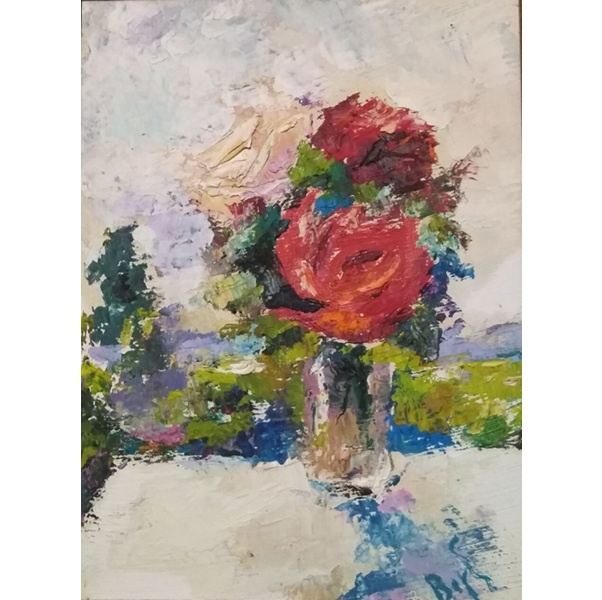 Иван Воронов. Розы. Картон, масло. 24 х 18. Частное собрание