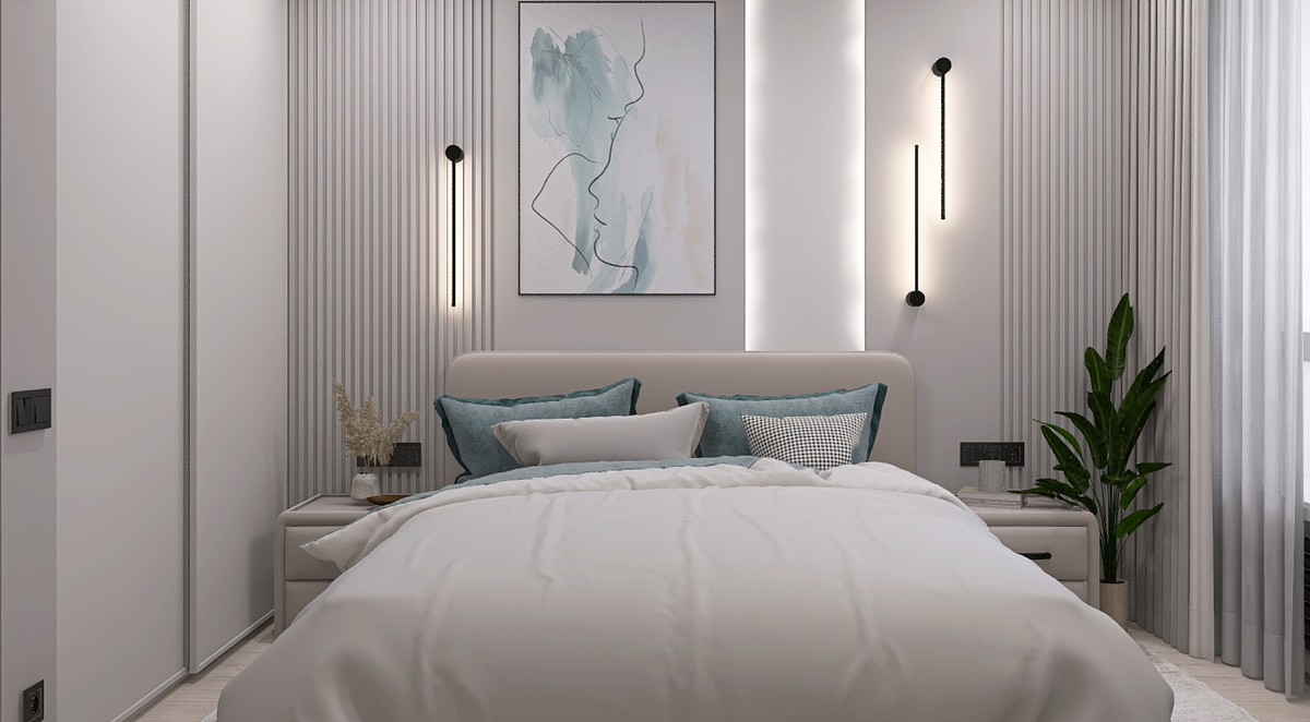 Интерьер Decomaster со стеновой панелью D316, окрашенной в цвет стен