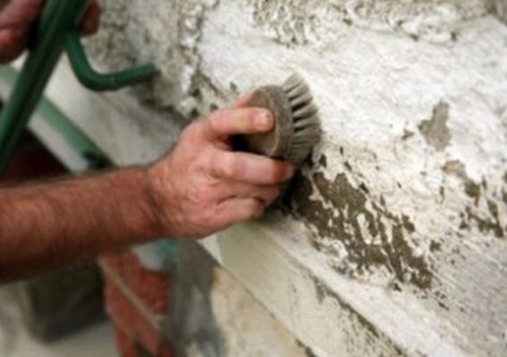 Вот так чистят плесень со стен