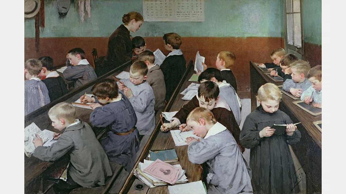 Жан Жоффруа, «В классе, занятие малышей» 1889 г.