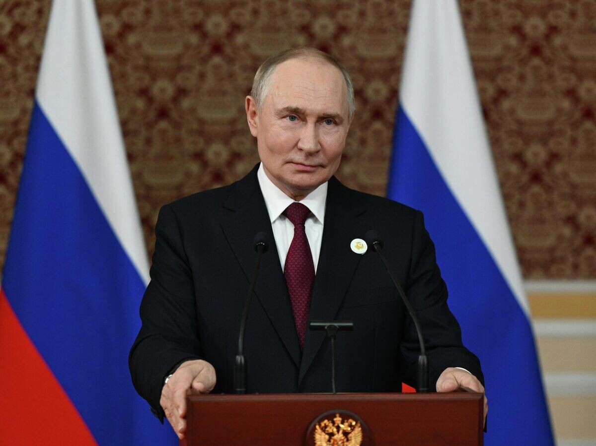    Президент РФ Владимир Путин выступает перед представителями СМИ в Душанбе | © РИА Новости / Кристина Кормилицына