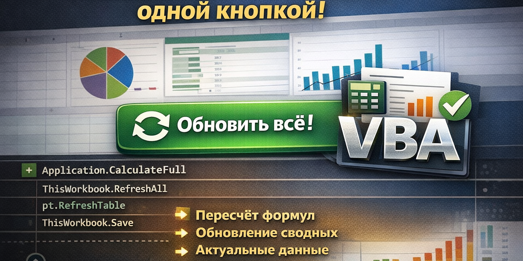 Обновляйте расчёты, сводные таблицы и диаграммы в Excel одной кнопкой: мощный VBA-макрос для отчётов