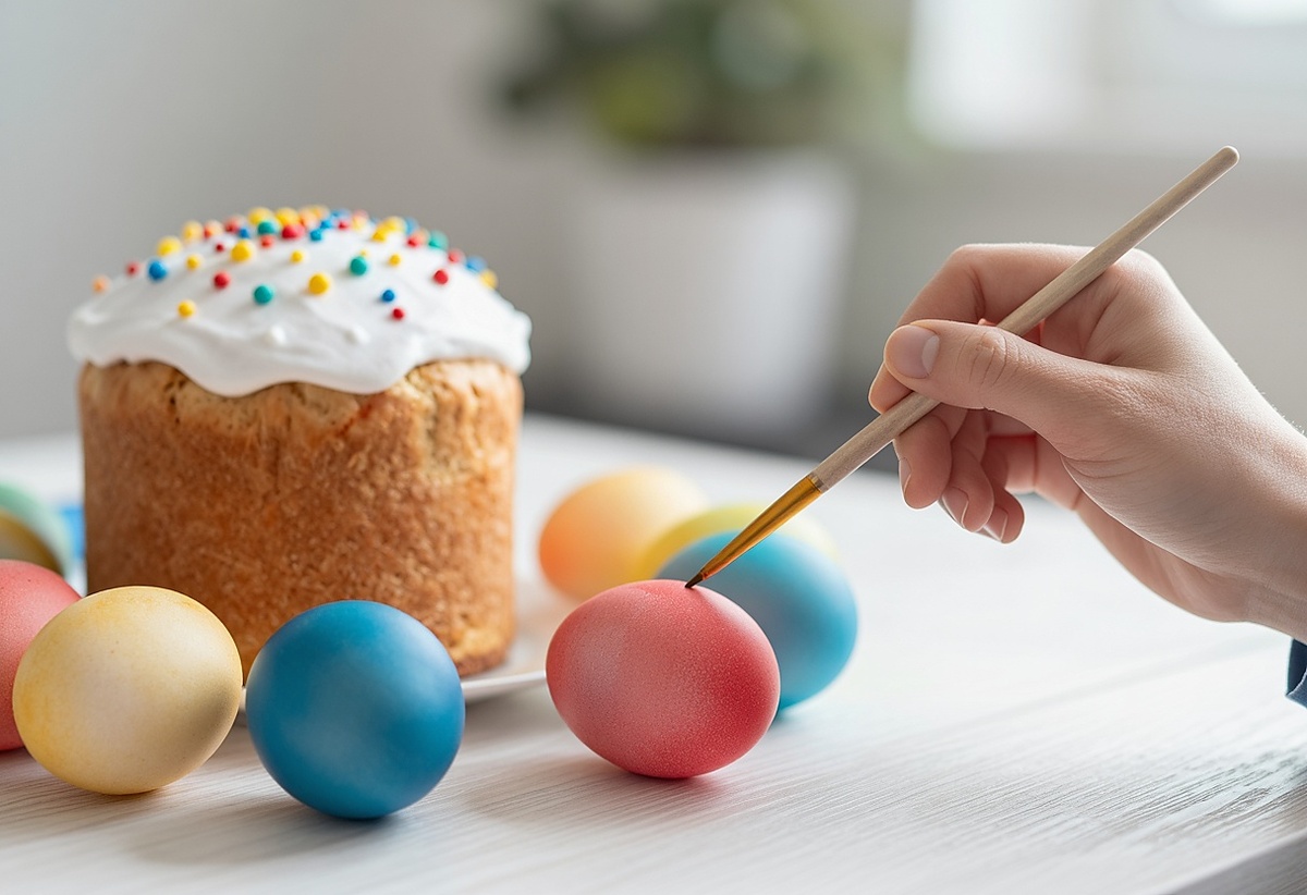 Кулич и крашенные яйца // Фото: генерация нейросети от Туристического портала Крыма