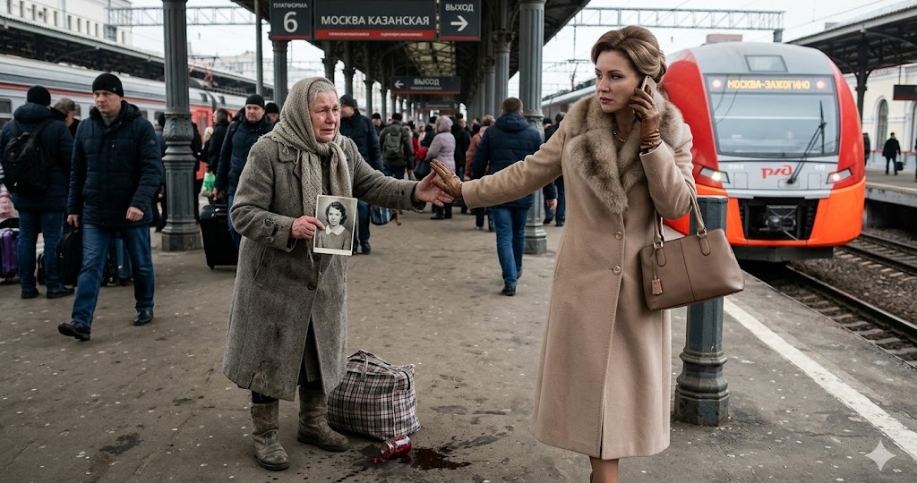 "Светочка, доченька, это я!" Женщина брезгливо отпрянула, оглядела оборваннуюстарушку и холодно сказала: "Вы ошиблись, я вас не знаю."