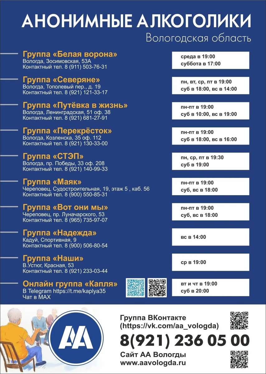 В Вологодской области работает девять сообществ АА.