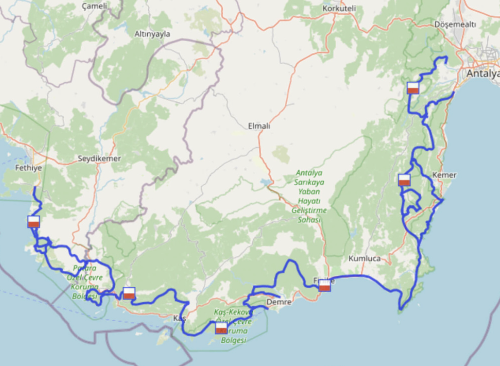 Полный маршрут Ликийской тропы