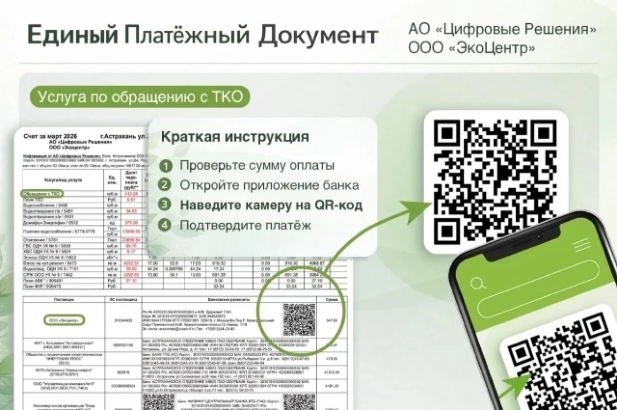    В Астрахани квитанции за вывоз мусора включили в единый платёжный документ