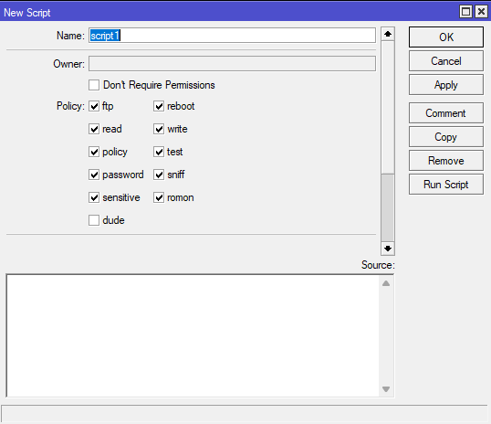 Рис.2 Окно добавление скрипта