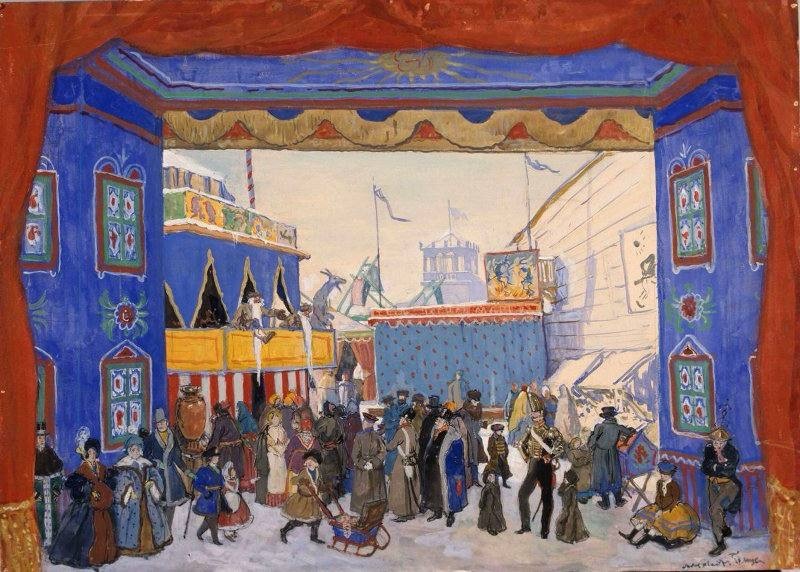 А. Н. Бенуа, эскиз декорации к балету «Петрушка». Музей Государственного академического Большого театра России