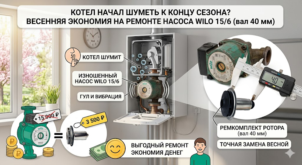 Отопительный сезон подходит к концу, и именно сейчас многие сталкиваются с неприятным сюрпризом: циркуляционный насос в котле начинает издавать странные звуки, скрежет или просто перестает качать воду. Весна — самое время привести систему в порядок, чтобы не столкнуться с авралом в будущем.
Обычно мастера в таких случаях выносят суровый вердикт: «Насос под замену». Но прежде чем соглашаться на покупку целого агрегата, стоит разобраться, за что вы платите.
