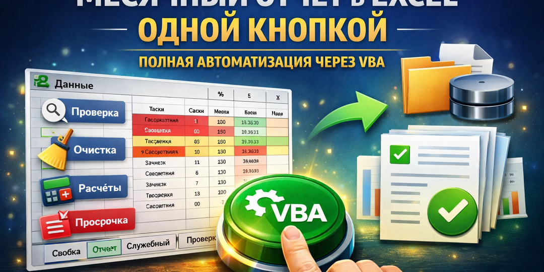 Соберите месячный отчёт в Excel одной кнопкой: полная автоматизация через VBA