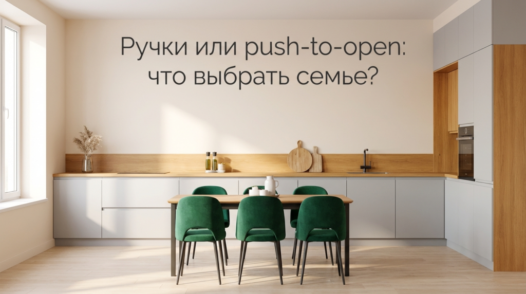    Выбор фурнитуры: классические ручки или система открывания нажатием в доме с детьми MDKUHNY