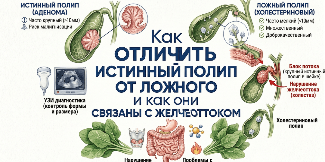 Как отличить истинный полип от ложного и как полипы связаны с желчеоттоком