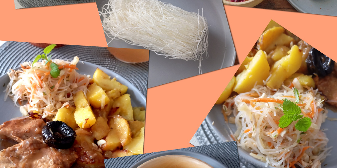 Салат с фунчозой, полный обед. Мысли о саде и не только. Дела житейские