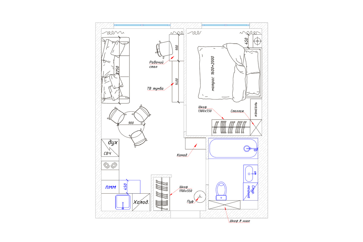 Планировочное решение и расстановка мебели