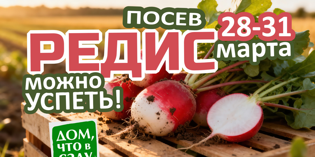 Редис 28–31 марта: всё ещё можно успеть! Первый урожай уже в апреле