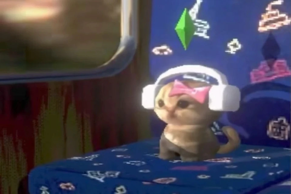 Главный герой мема – 3D котенок с розовым бантиком на голове. Фото: соцсети