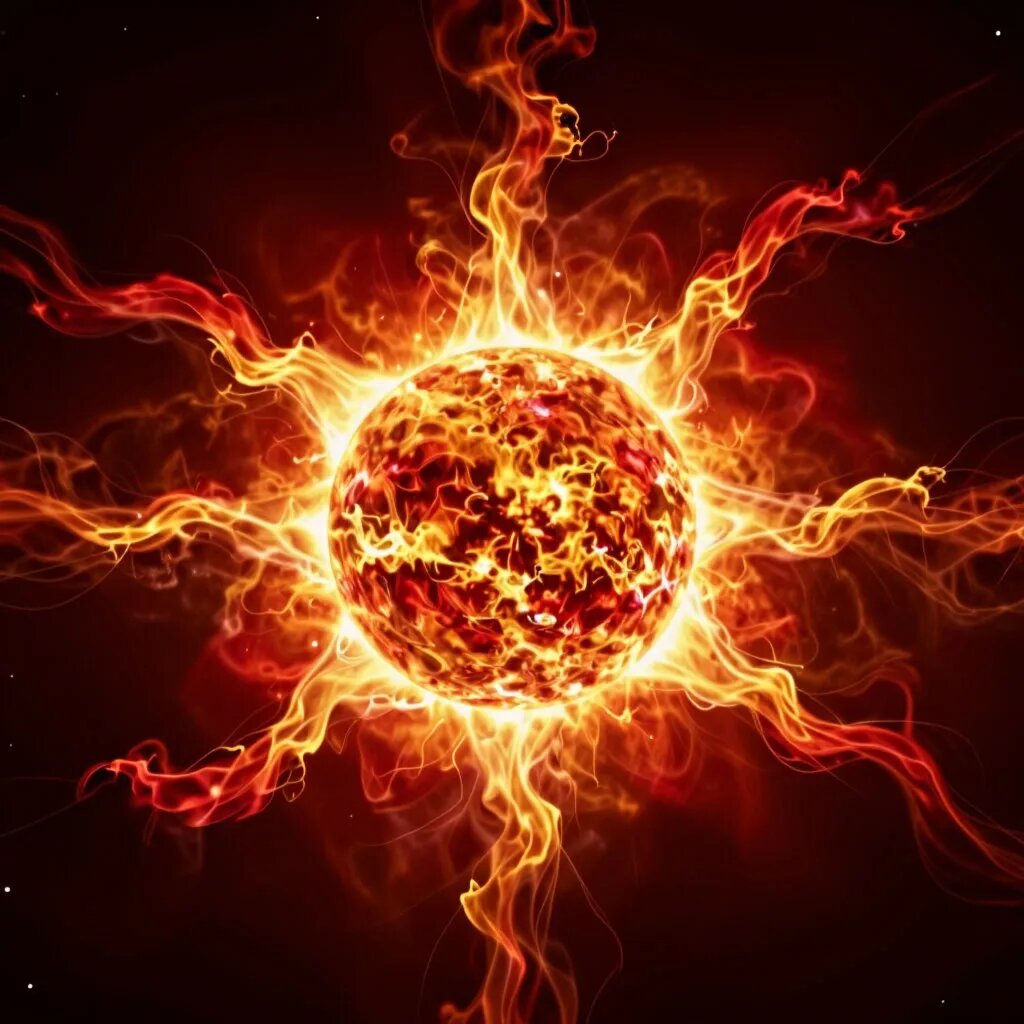 Солнце. Иллюстрация сгенерирована нейросетью