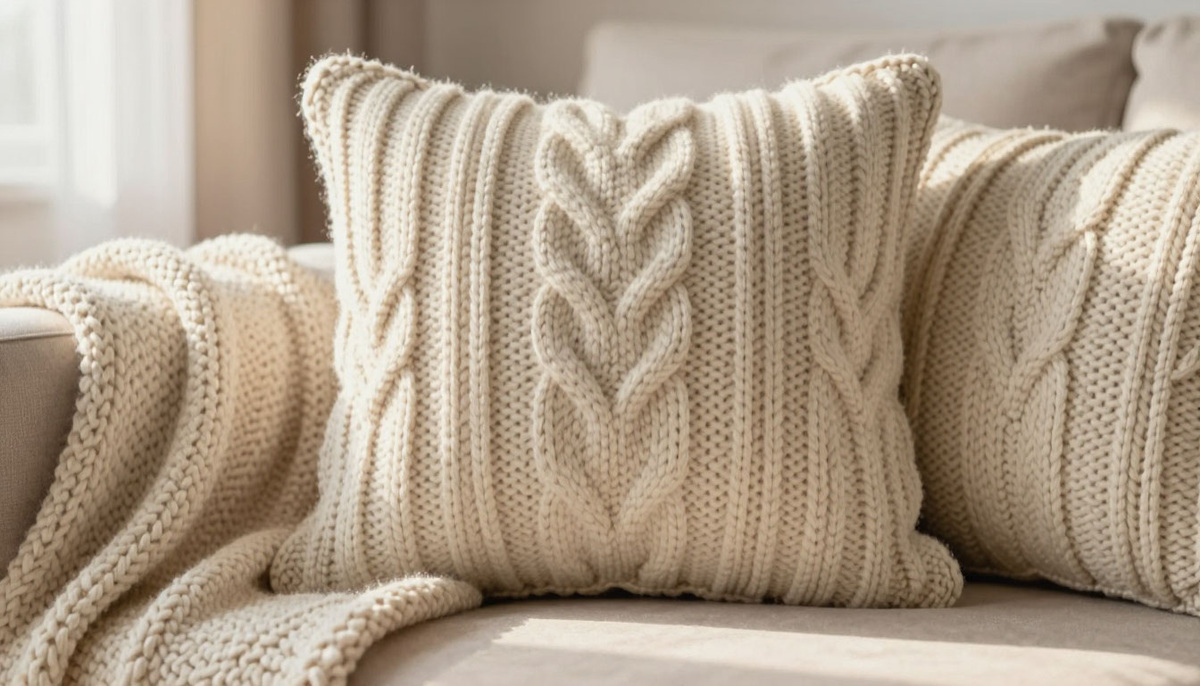 Вязаный декор для дома. Подушки и пледы спицами.
