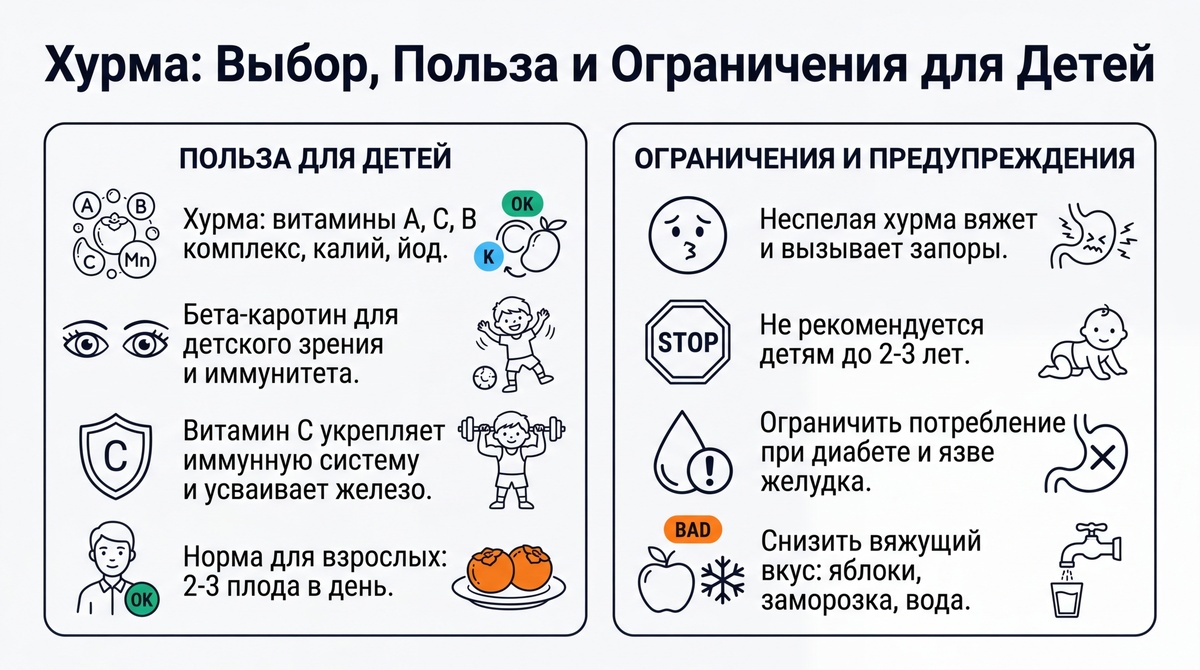 Хурма: выбор, польза и ограничения для детей  📷
