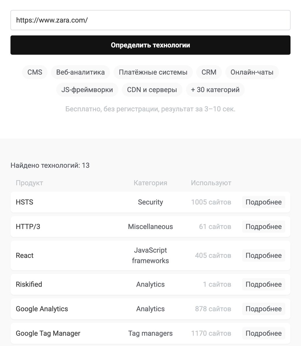 Определить CMS сайта