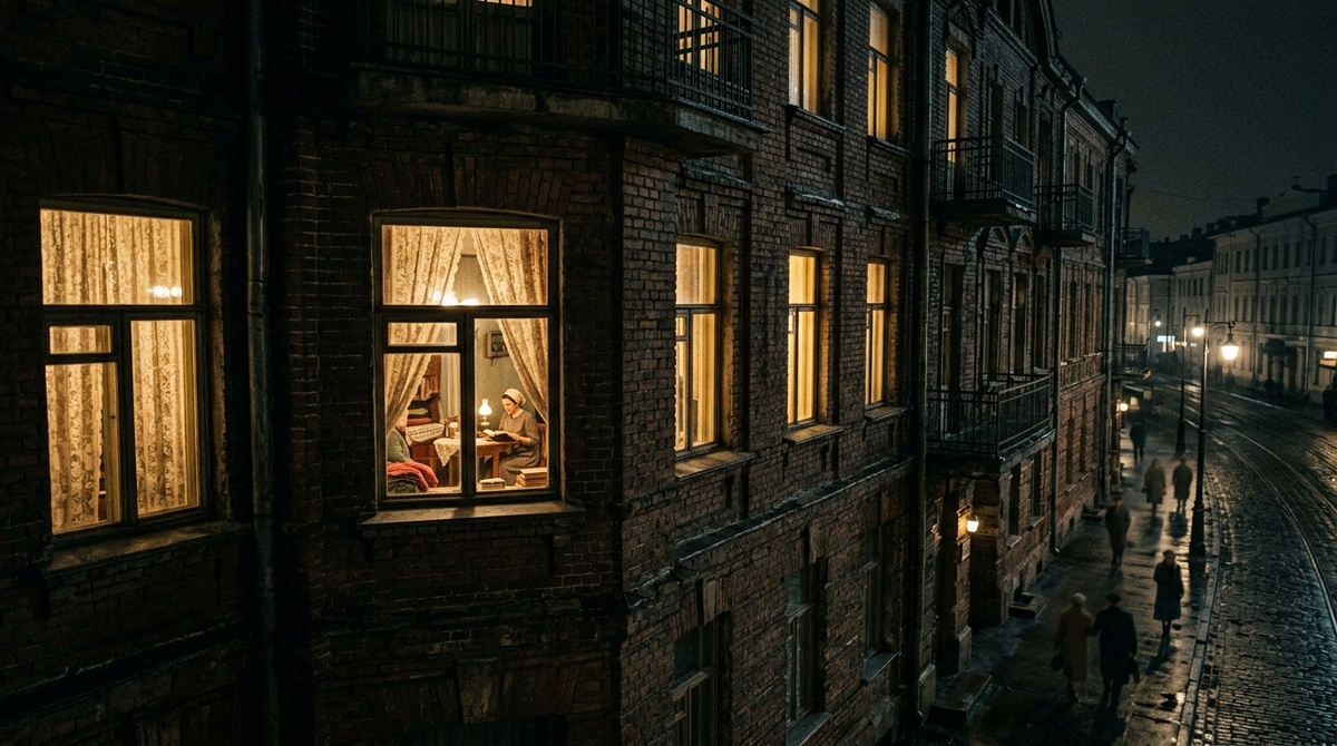 Тёплый свет в окнах — Москва, ночь передвижки