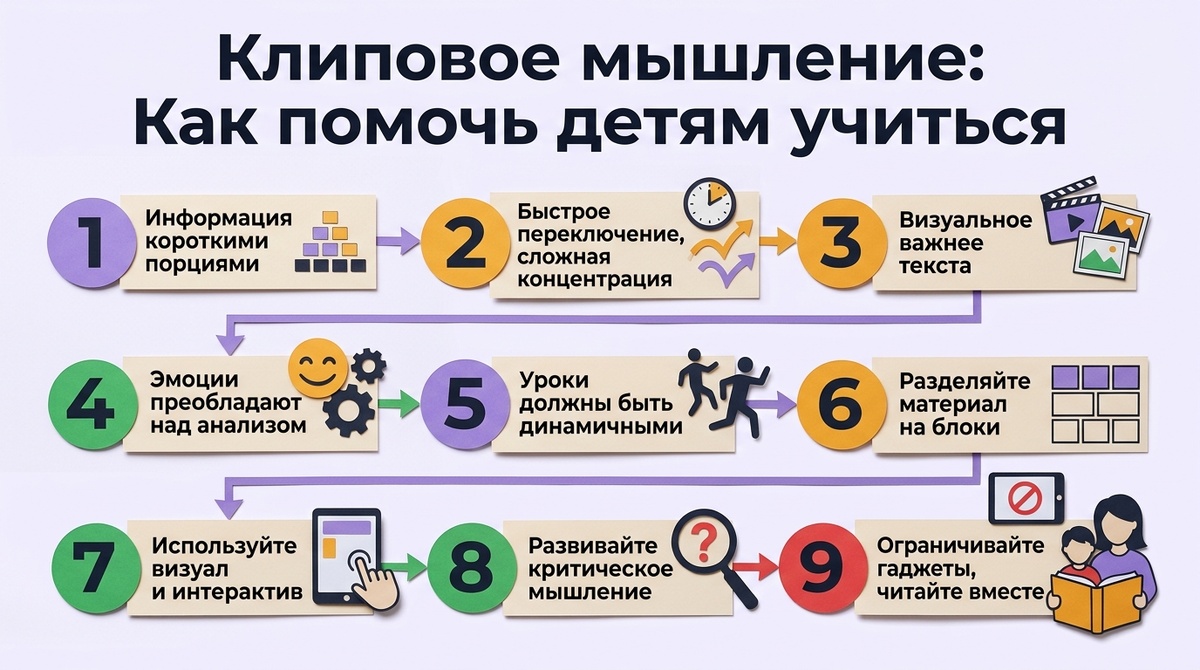 Клиповое мышление: как помочь детям учиться  📷
