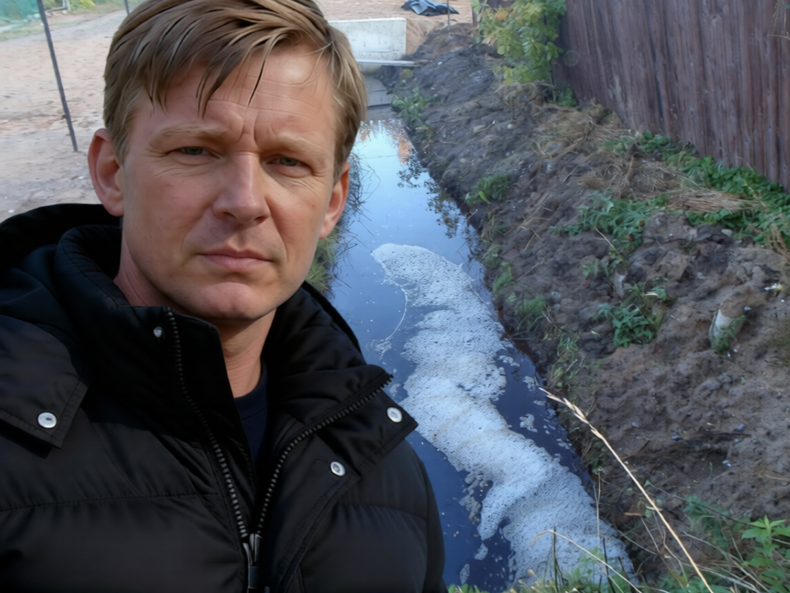 Автор данной публикации на фоне придорожной канавы в одном из СНТ