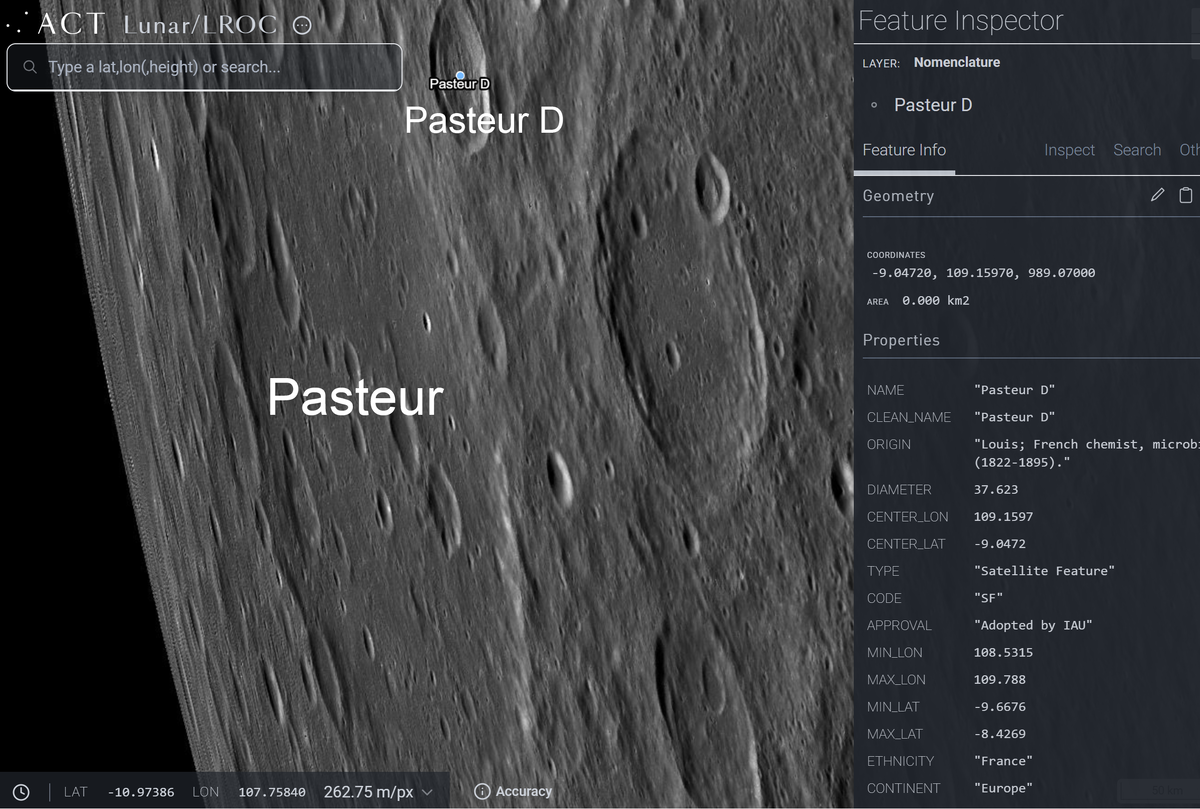 Кратеры Pasteur и Pasteur D