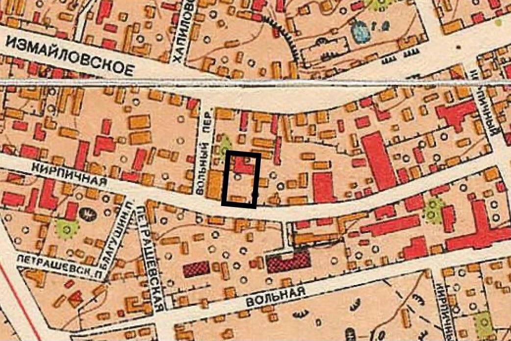 Бывшее владение Карягина на плане Москвы 1952 г. Источник: pastvu.com