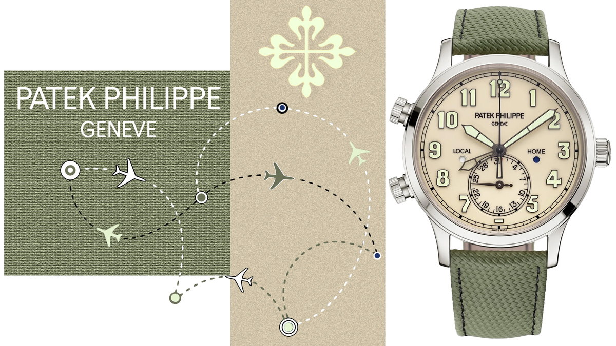 На выставке Watches and Wonders 2025 бренд пополнил линейку Calatrava Pilot Travel Time, моделью 5524G-010.