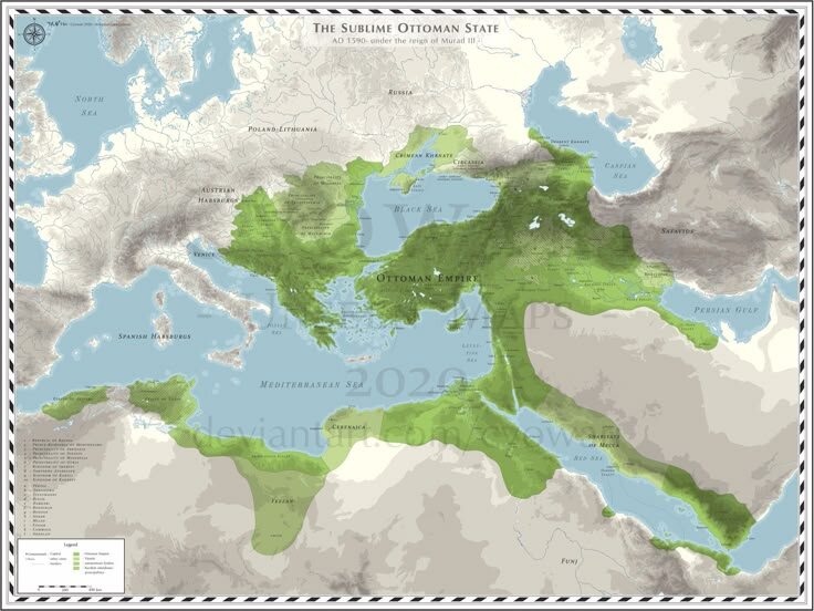 Карта максимального территориального расширения Османской империи в середине XVI века