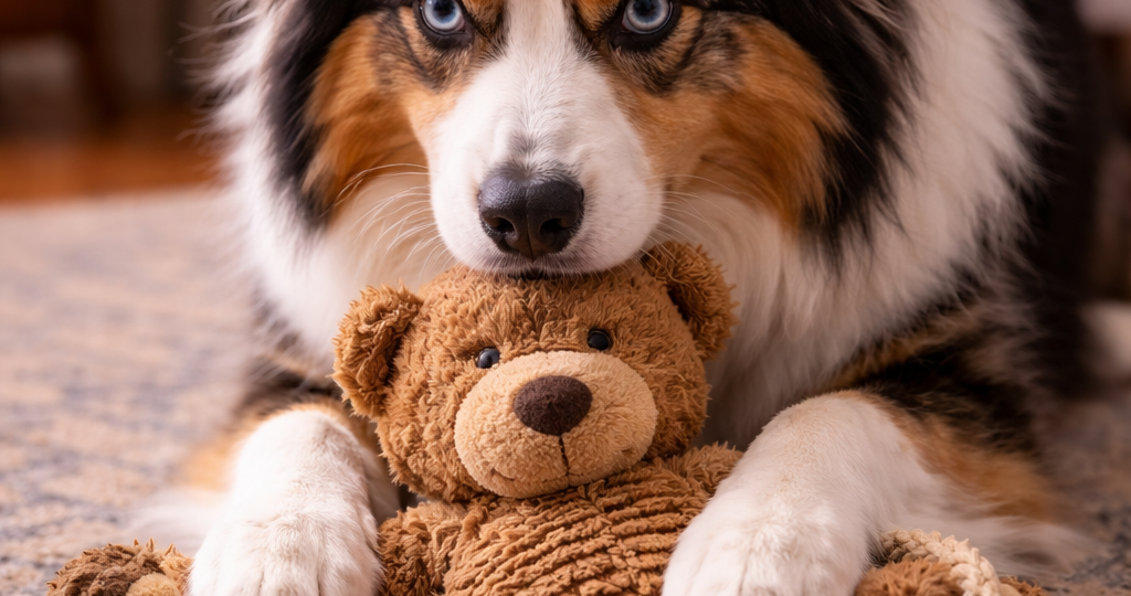 Собака играет с игрушкой, но не даёт её взять и рычит - почему она начинает защищать её