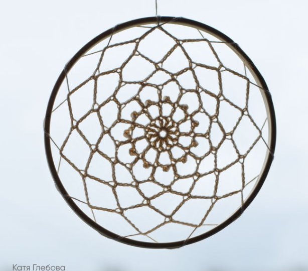 Что быстро связать для уюта дома? Ажурное панно на деревянном кольце