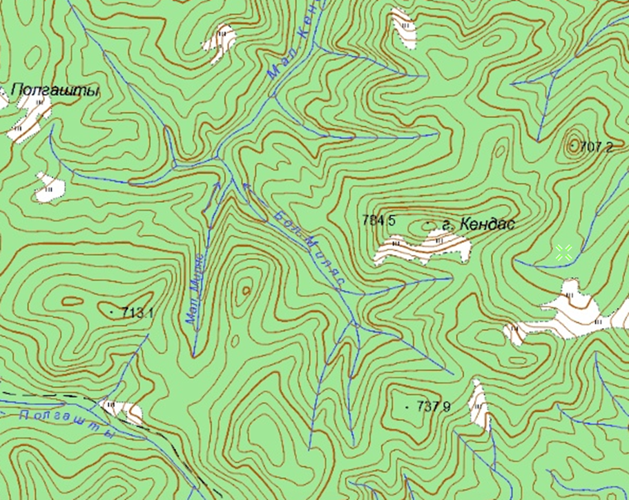 Река Большой Миляс. Фрагмент карты, 2001г.