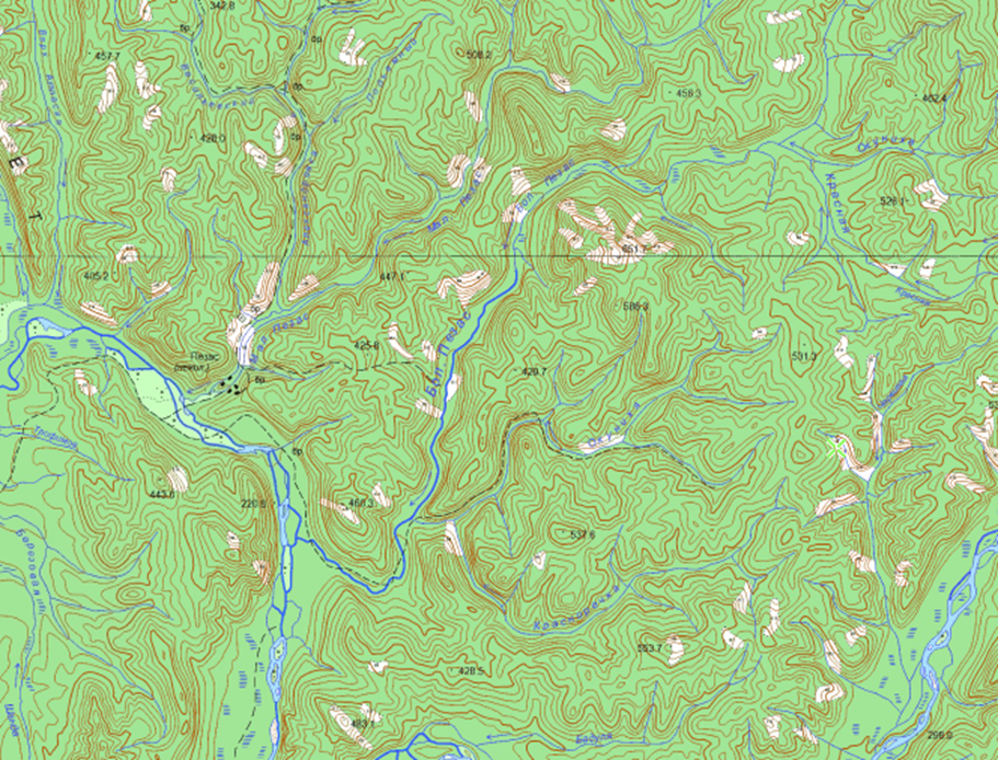 Река Большой Пезас. Фрагмент карты, 2001г.