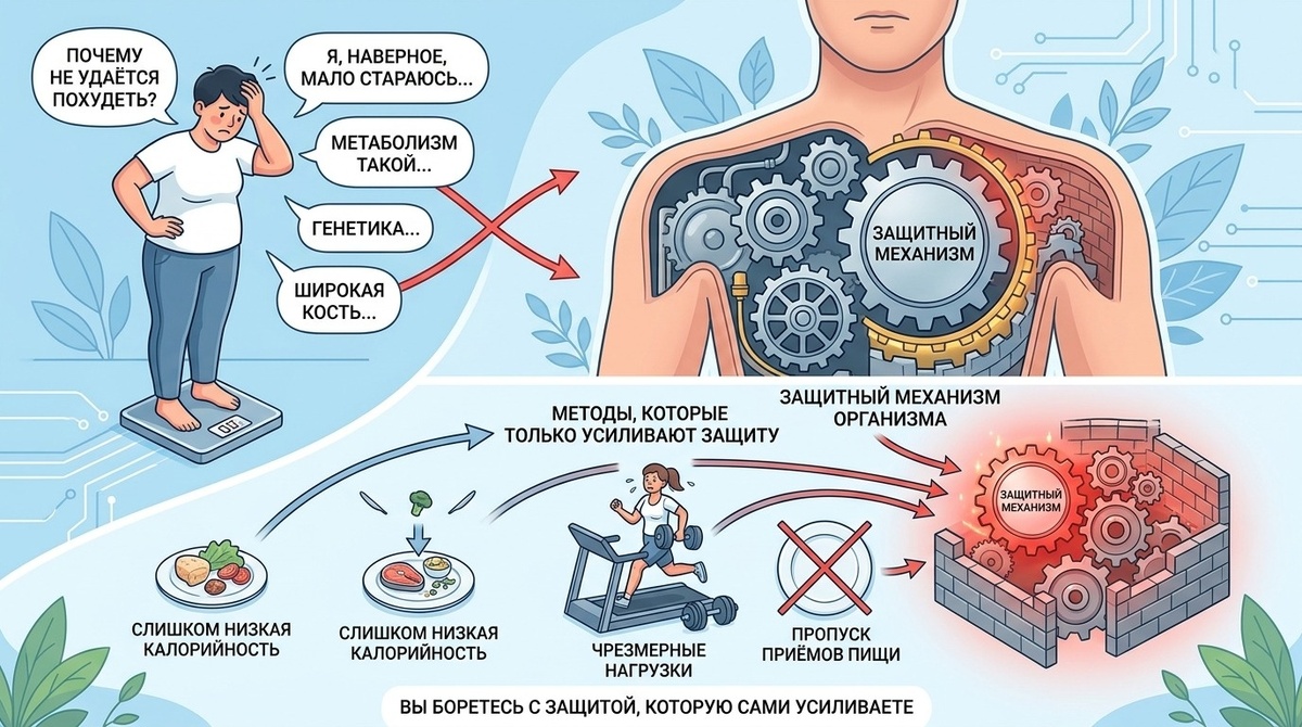 Почему не худею на диете и тренировок?