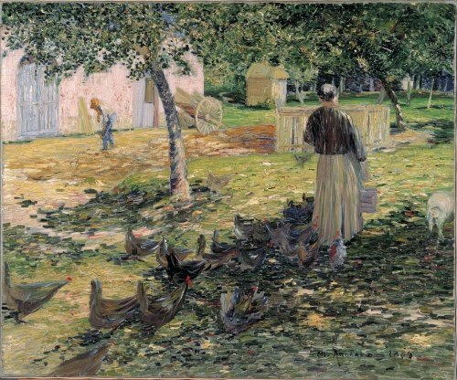 Шарль Ангран. Кормление цыплят. 1884
