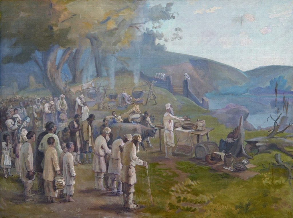 "Поклонение Киремети", эскиз, 1938 г. Автор Сверчков Никита Кузьмич.