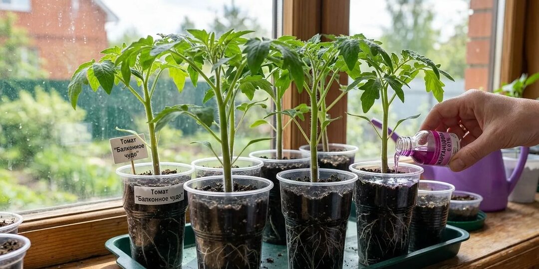 Хорошая подкормка для рассады помидор и перца на окне от которой рассада становится по настоящему крепкой.